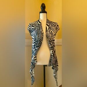 Zebra Print Open Front Drape Cardigan - Black & White; Large; NWOT.